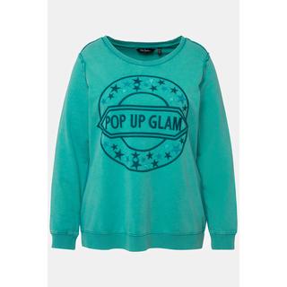 Ulla Popken  Sweat-shirt, lettrage brodé, col rond, manches longues 