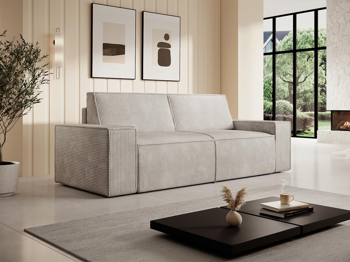 Vente-unique Sofa 3-Sitzer - Cord - Beige - AMELIA  