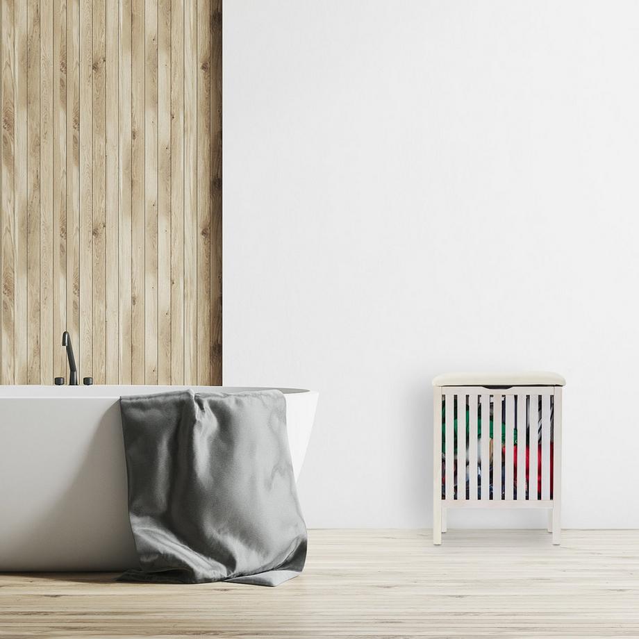 B2X Cesto portabiancheria bianco con seduta  