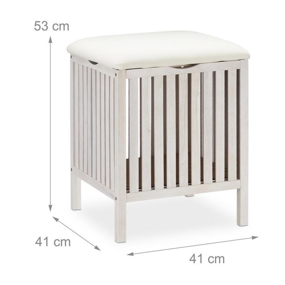 B2X Cesto portabiancheria bianco con seduta  