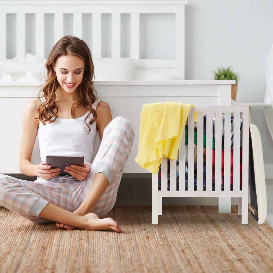 B2X Cesto portabiancheria bianco con seduta  