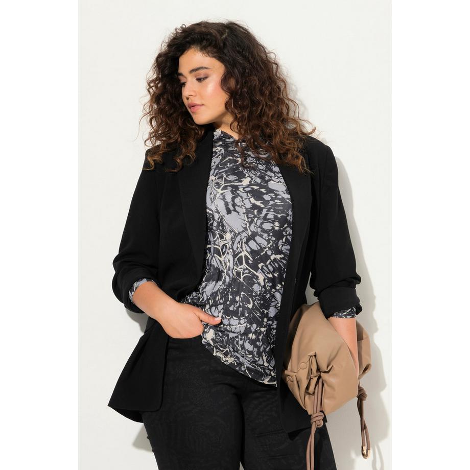 Ulla Popken Mesh A-Linie Doppellagig Stehkragen 3/4 Arm Shirt  