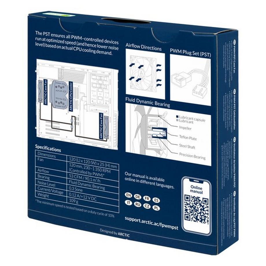 Arctic Cooling  ARCTIC F12 PWM PST Boitier PC Ventilateur 12 cm Noir 1 pièce(s) 