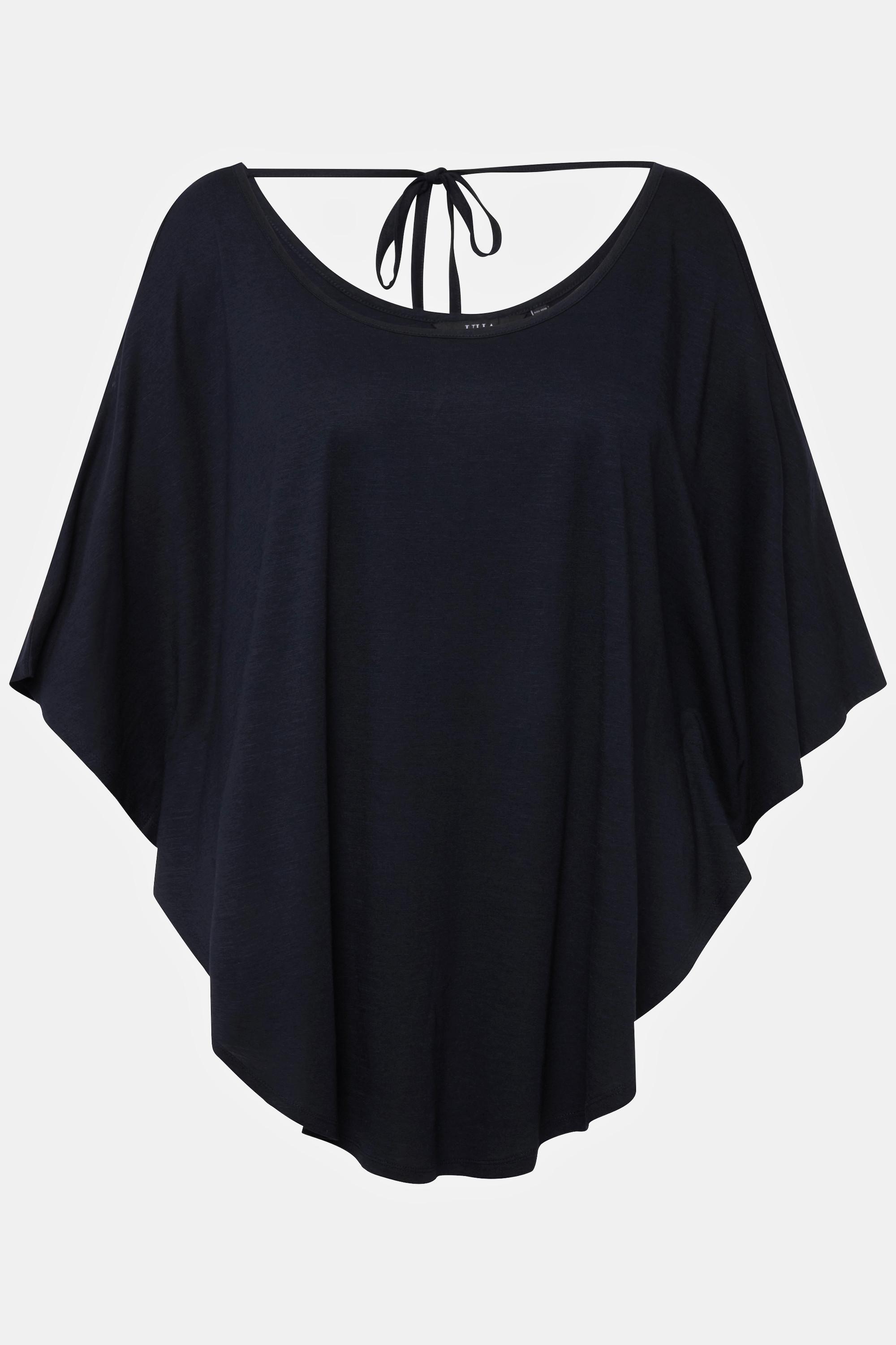 Ulla Popken  Kimono a t-shirt dal taglio svasato con aperture, scollo a girocollo e maniche a 3/4 