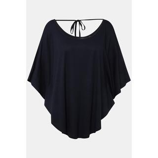 Ulla Popken  Kimono a t-shirt dal taglio svasato con aperture, scollo a girocollo e maniche a 3/4 