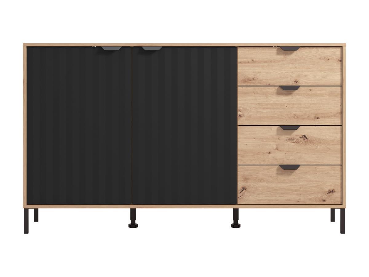 Vente-unique  Sideboard mit 2 Türen & 4 Schubladen - Holzfarben & Schwarz - MEVIELA 