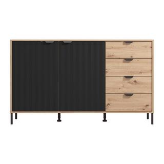 Vente-unique  Sideboard mit 2 Türen & 4 Schubladen - Holzfarben & Schwarz - MEVIELA 