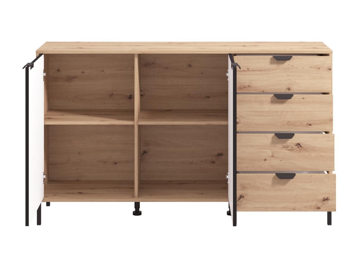 Vente-unique  Sideboard mit 2 Türen & 4 Schubladen - Holzfarben & Schwarz - MEVIELA 