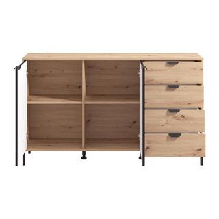 Vente-unique  Sideboard mit 2 Türen & 4 Schubladen - Holzfarben & Schwarz - MEVIELA 