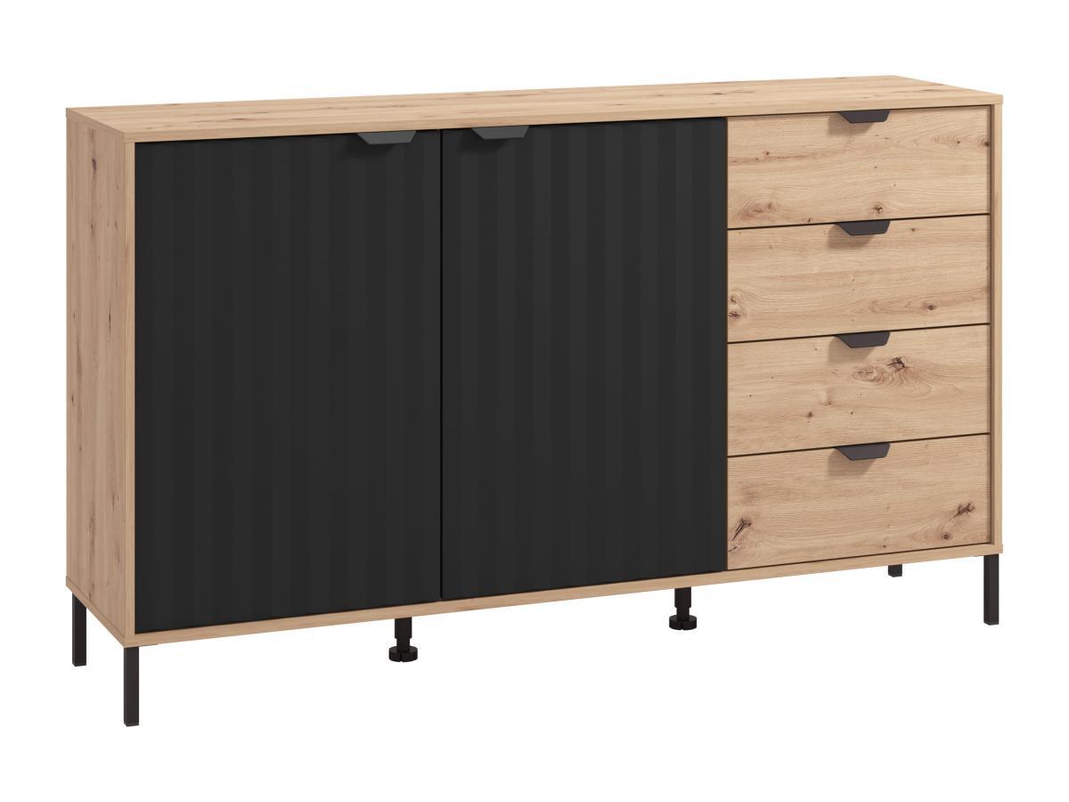 Vente-unique  Sideboard mit 2 Türen & 4 Schubladen - Holzfarben & Schwarz - MEVIELA 