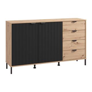 Vente-unique  Sideboard mit 2 Türen & 4 Schubladen - Holzfarben & Schwarz - MEVIELA 