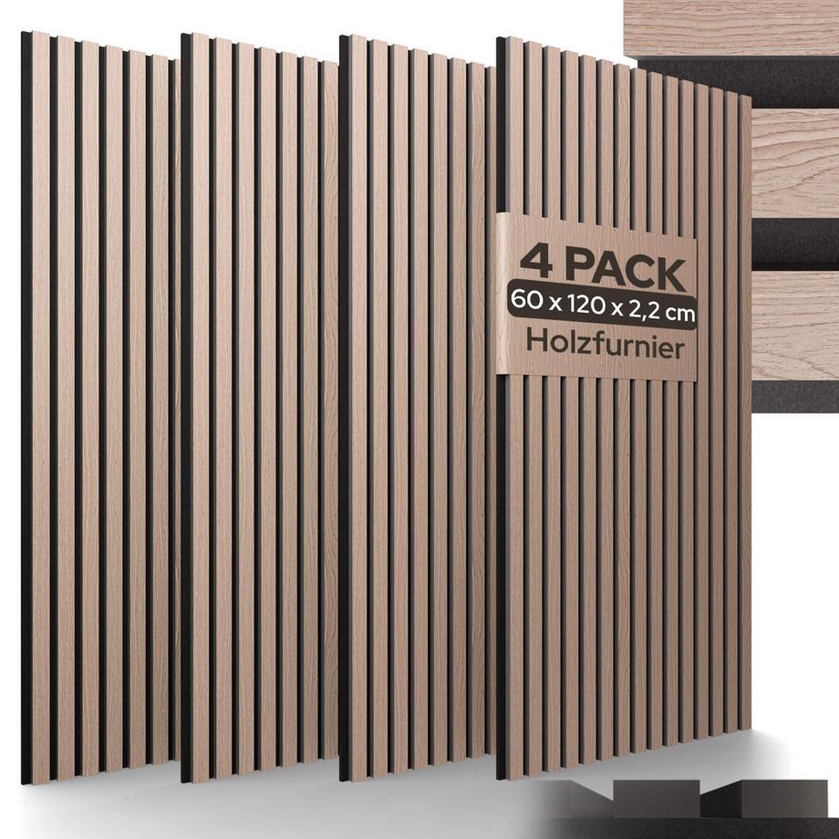 Arebos Panneaux acoustiques, lot de 4 Panneau mural aspect bois  