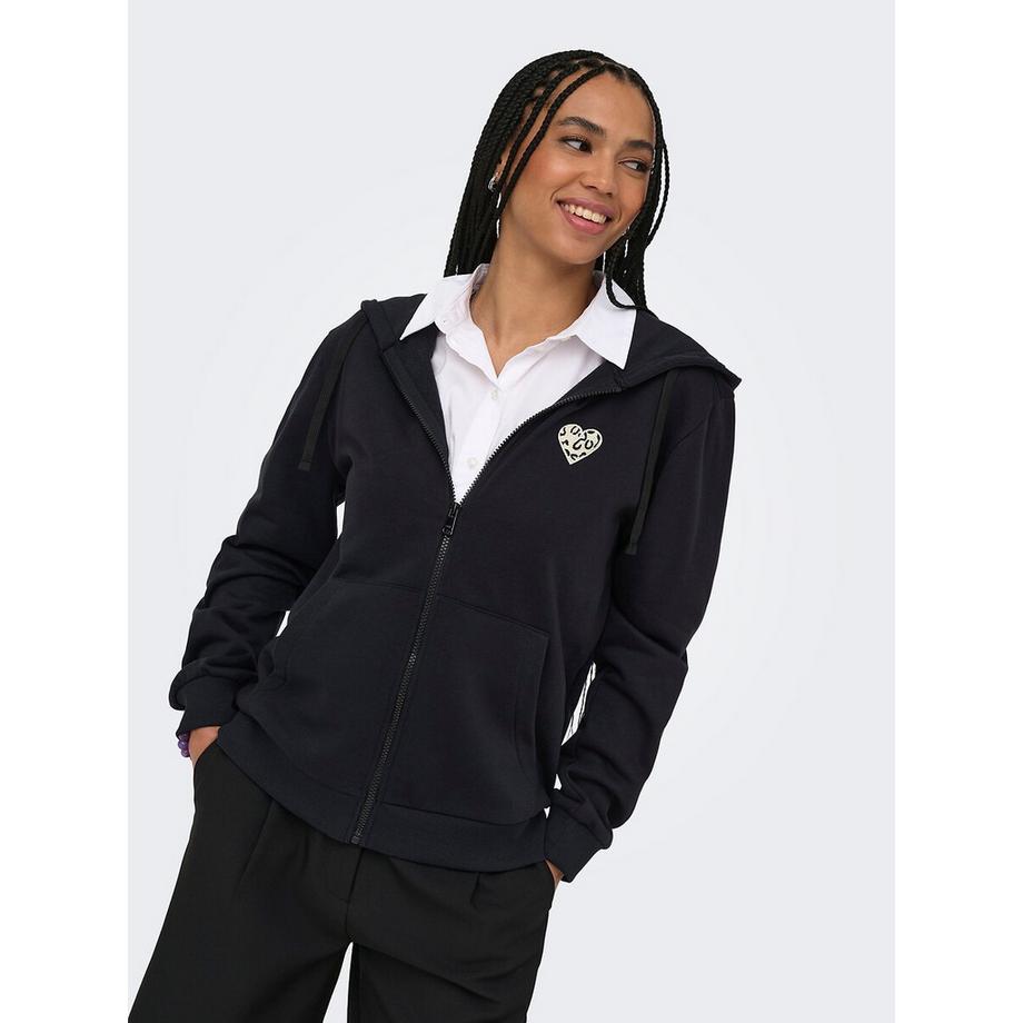 ONLY Reissverschluss Kapuzenpullover mit Herz Applikation  