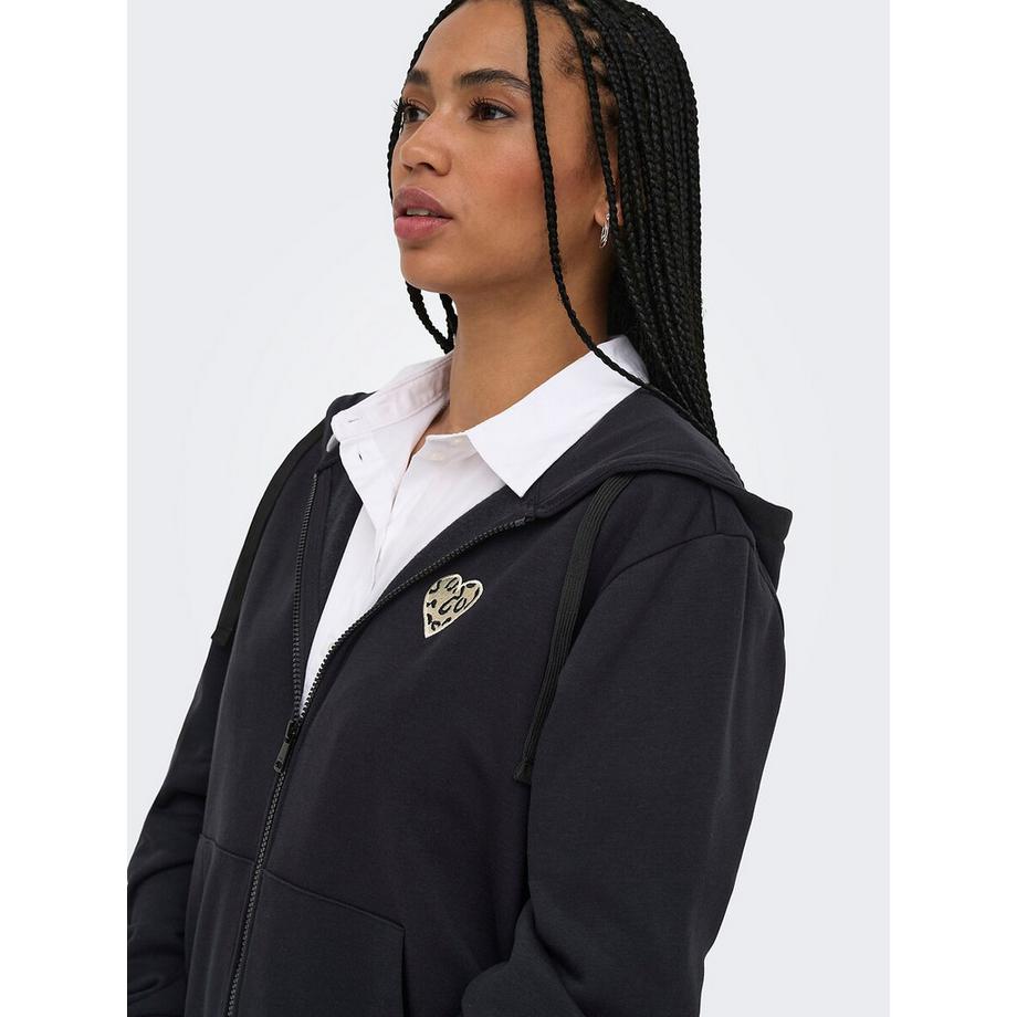 ONLY Reissverschluss Kapuzenpullover mit Herz Applikation  