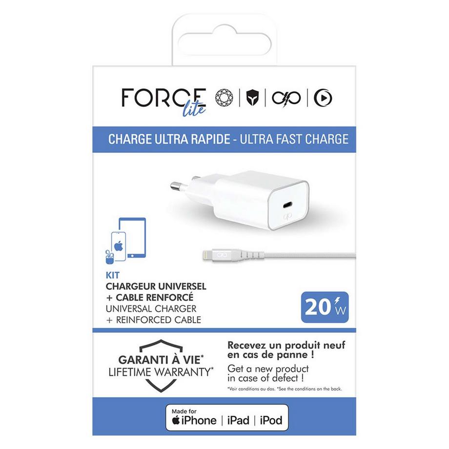 Force Power  Chargeur maison 20W PD+Câble USB C 