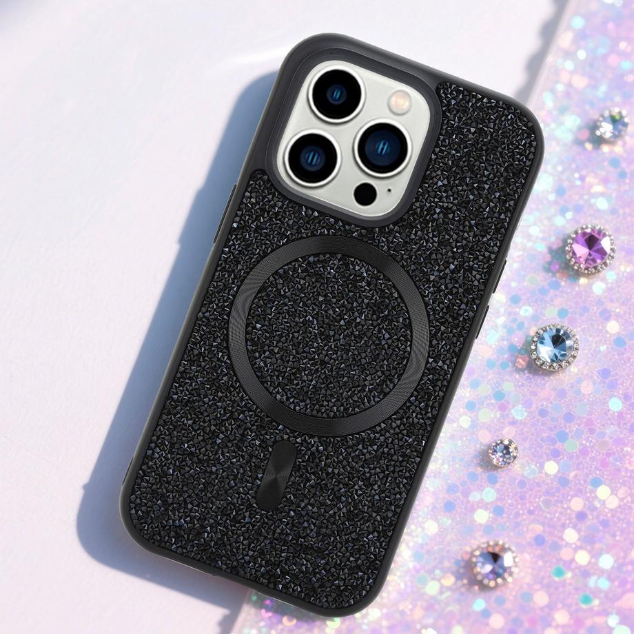 Cadorabo  iPhone 14 PRO MAX Hülle kompatibel mit MagSafe Glitzer Diamant Design 