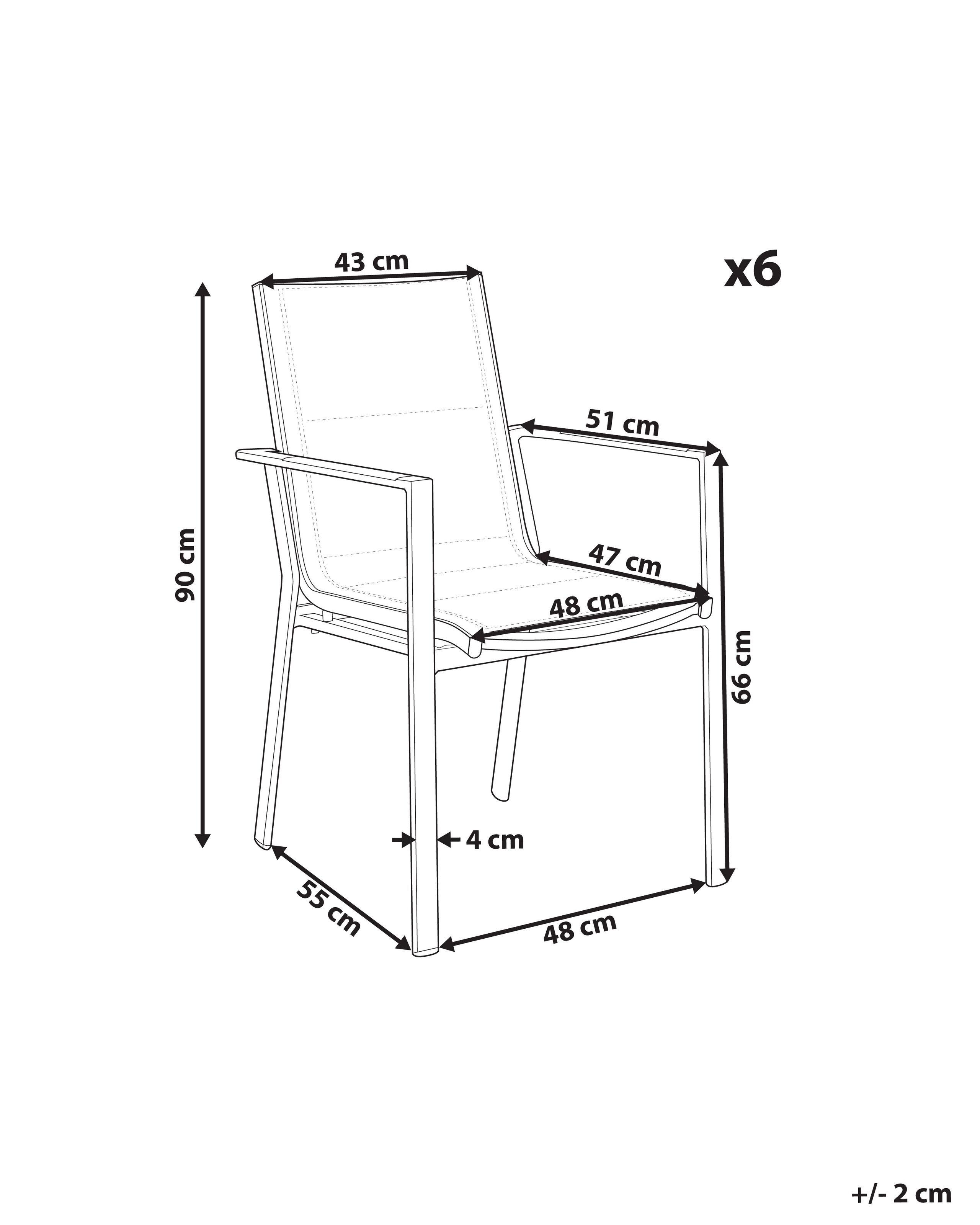 Beliani Set di 6 sedie en Alluminio Moderno BUSSETO  