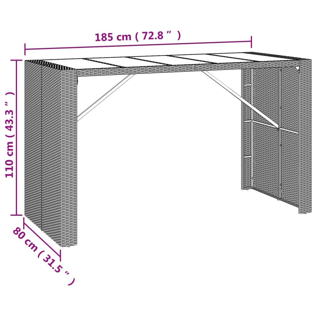 VidaXL Table de bar avec dessus en verre rotin synthétique  