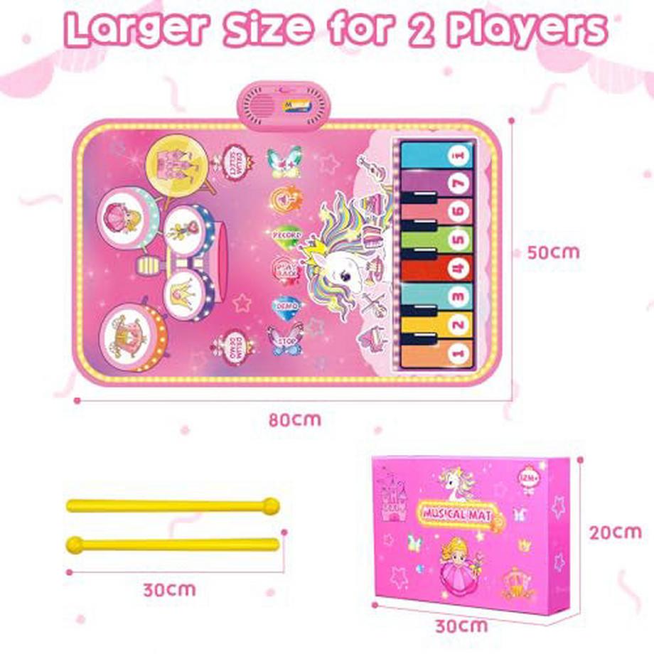Activity-board  Babyspielzeug, 2-in-1-Musikmatte, Klaviermatte für Kleinkinder, Trommelspielzeug 