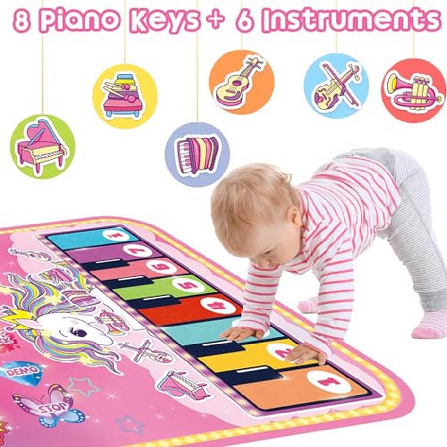 Activity-board  Babyspielzeug, 2-in-1-Musikmatte, Klaviermatte für Kleinkinder, Trommelspielzeug 