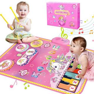 Activity-board  Jouets pour Bébés, Tapis de Musique 2 en 1, Tapis de Piano pour tout-petits, Jouets à tambour 