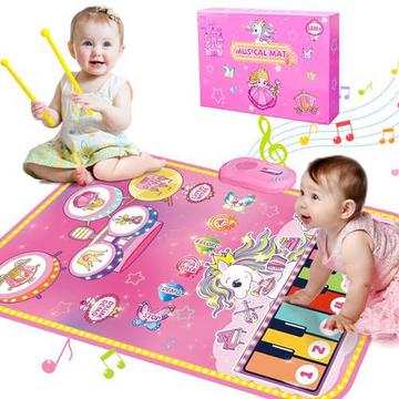 Jouets pour Bébés, Tapis de Musique 2 en 1, Tapis de Piano pour tout-petits, Jouets à tambour