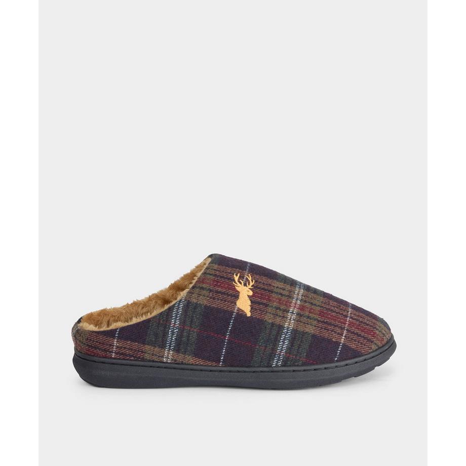 Karierte Hausschuhe mit Fellfutter