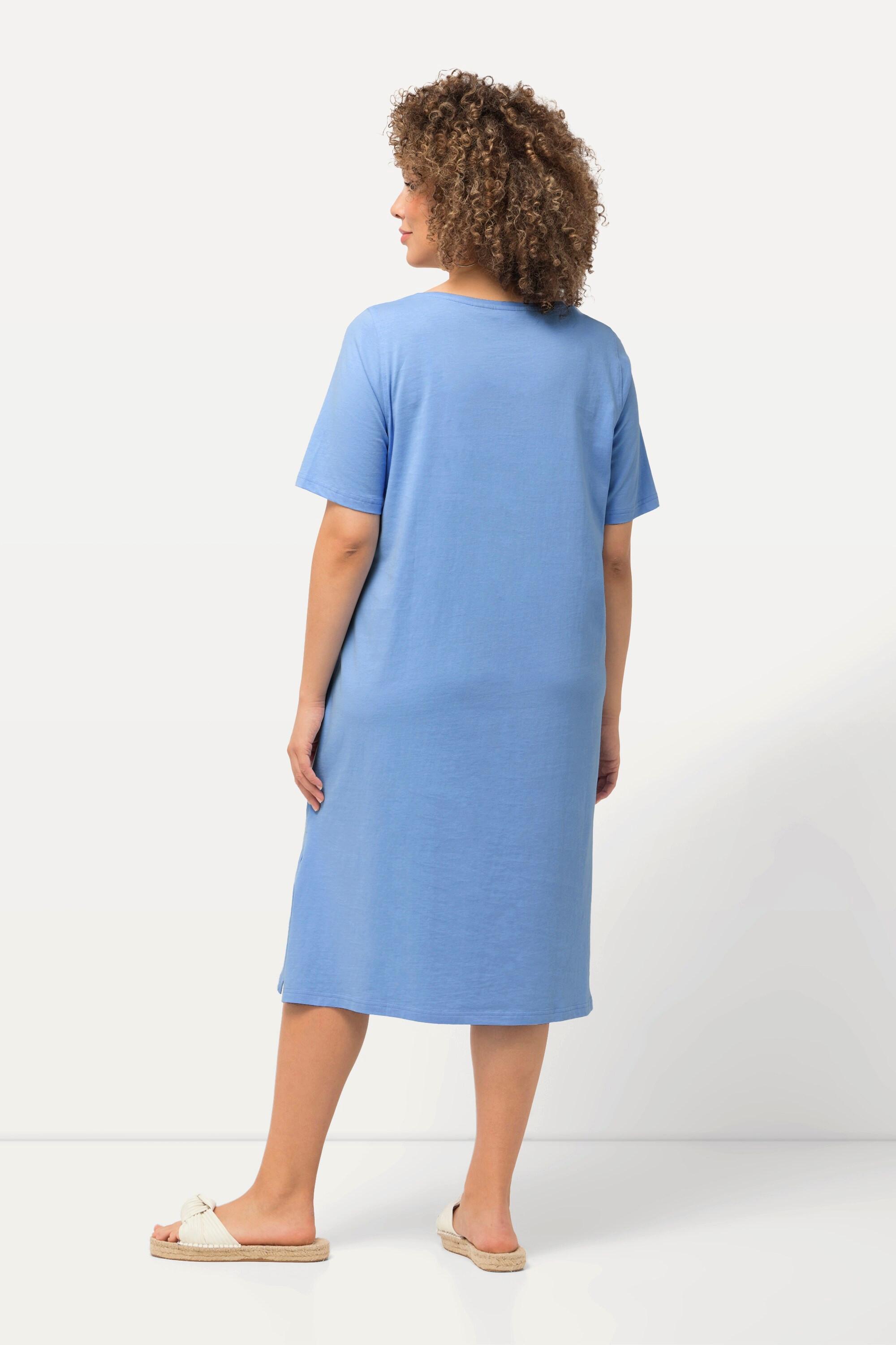 Ulla Popken  Jerseykleid, Zierbänder, A-Linie, Rundhals, Halbarm 