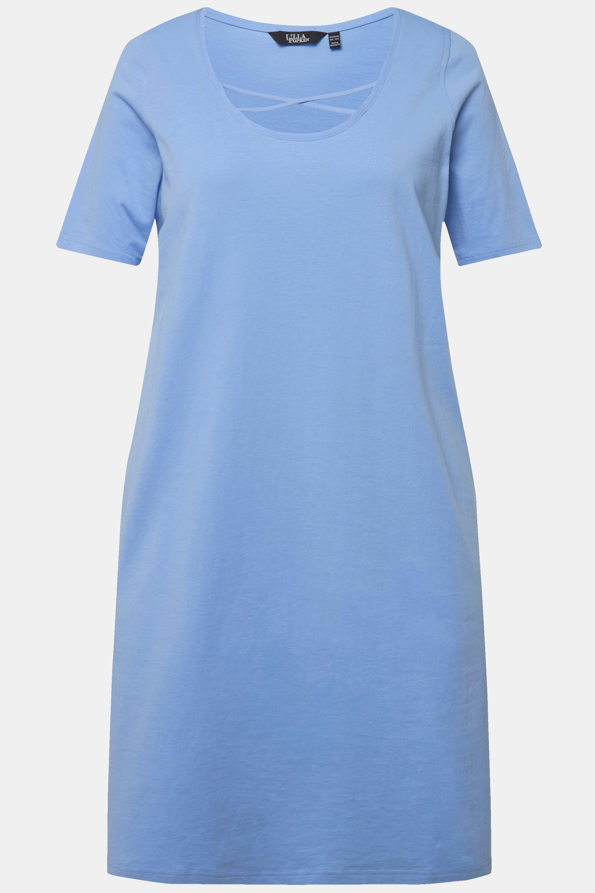 Ulla Popken  Jerseykleid, Zierbänder, A-Linie, Rundhals, Halbarm 