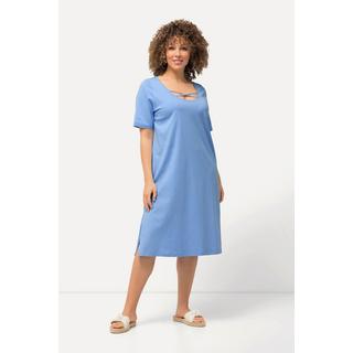 Ulla Popken  Jerseykleid, Zierbänder, A-Linie, Rundhals, Halbarm 