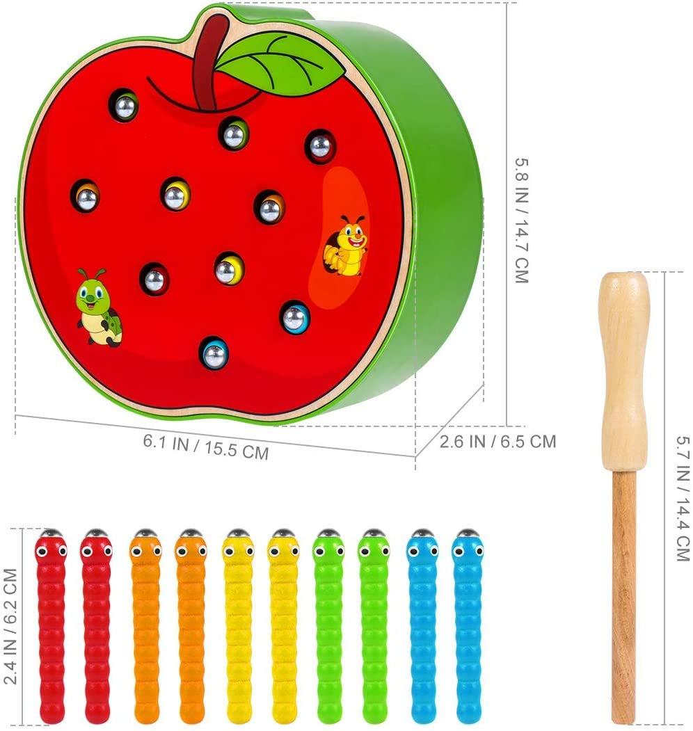 Activity-board  Spielzeug 2 Jahre: Holz Apfel Ernte und Magnet Insekten Spiel Holzspielzeug 2 Jahre, pädagogische 