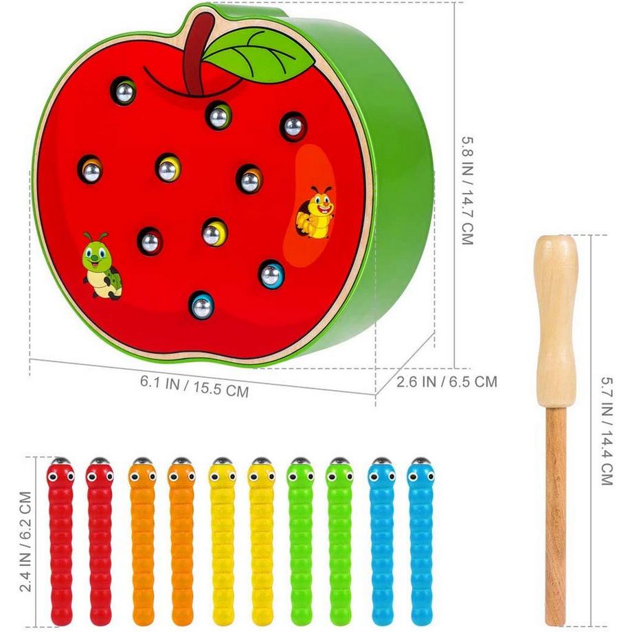 Activity-board  Spielzeug 2 Jahre: Holz Apfel Ernte und Magnet Insekten Spiel Holzspielzeug 2 Jahre, pädagogische 