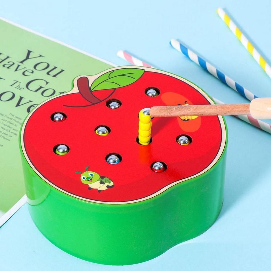Activity-board  Spielzeug 2 Jahre: Holz Apfel Ernte und Magnet Insekten Spiel Holzspielzeug 2 Jahre, pädagogische 