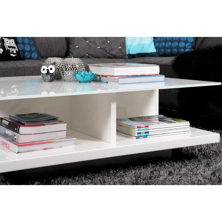 mutoni Table basse 100x100x36cm 2 tiroirs blanc  