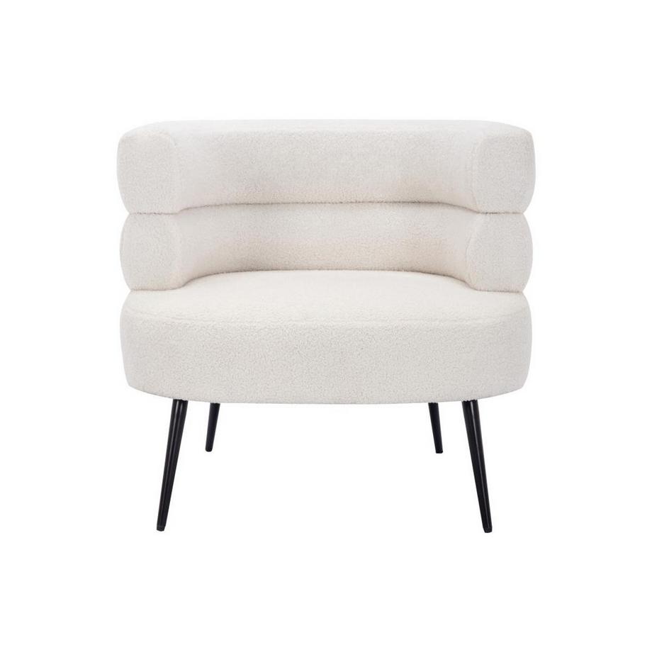 Vente-unique Fauteuil en tissu bouclette blanc CAMEDO  