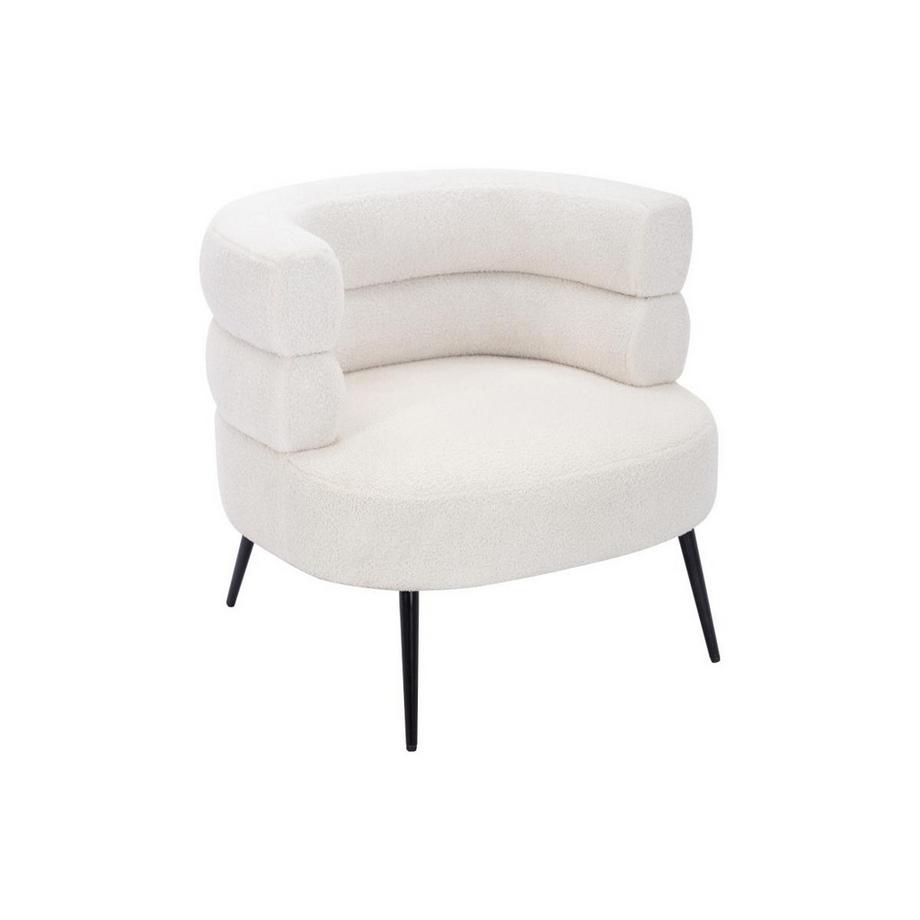 Vente-unique Fauteuil en tissu bouclette blanc CAMEDO  