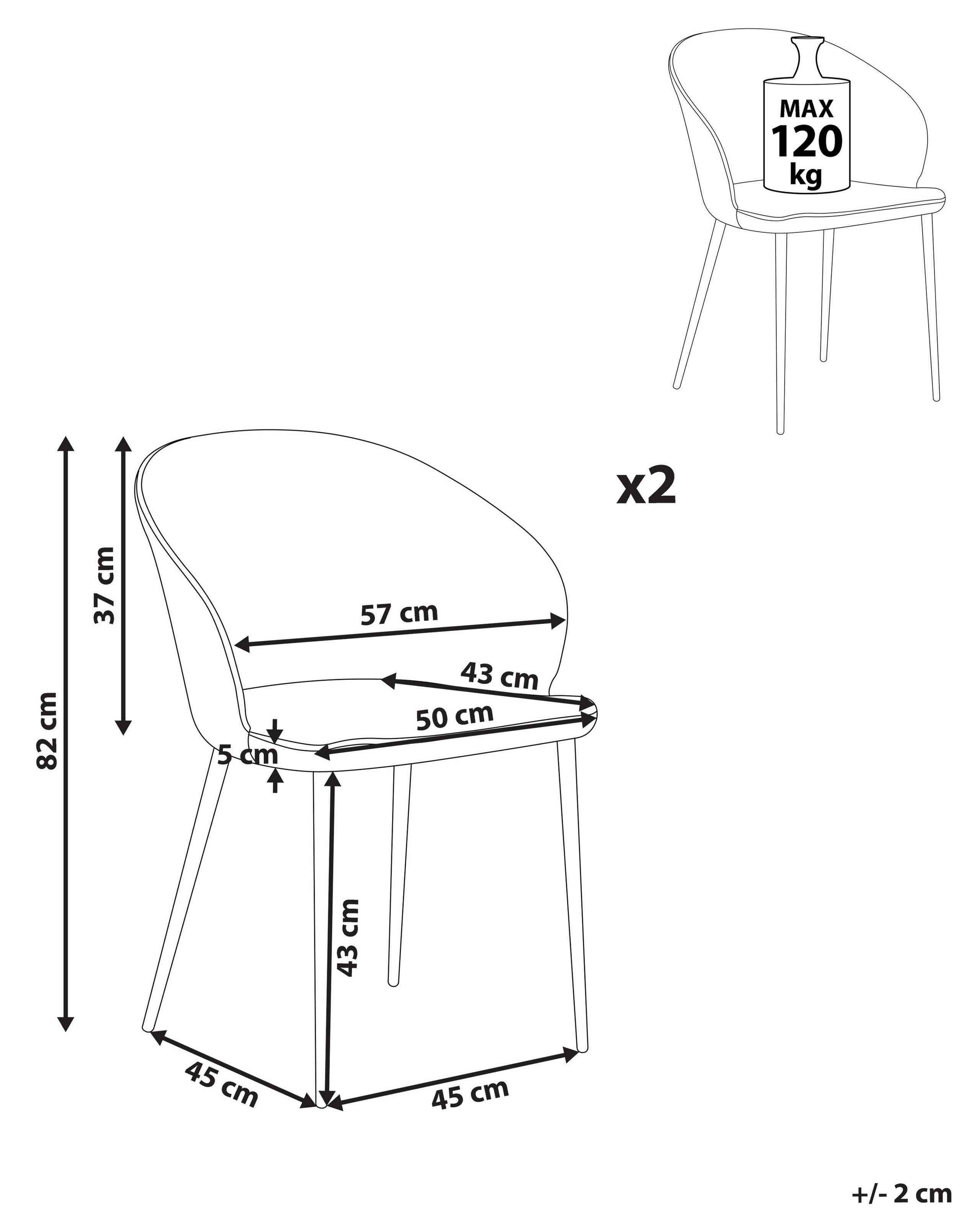 Beliani Esszimmerstuhl 2er Set aus Polyester Retro MASON  