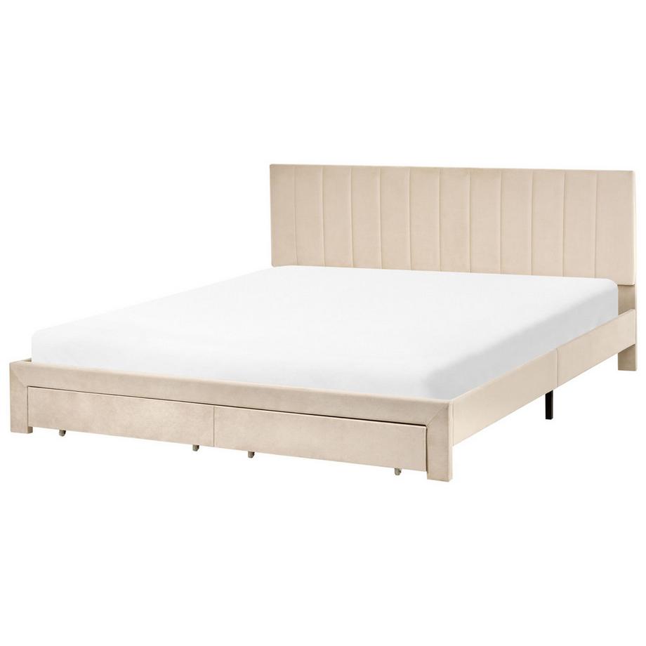 Beliani Letto con cassetti contenitori en Velluto Moderno LONZAC  