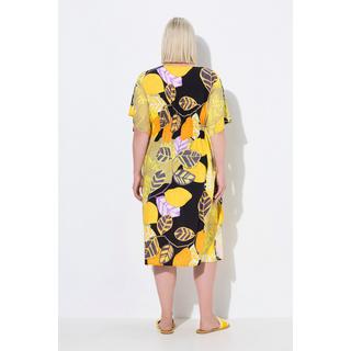 Ulla Popken Caftan Oversize Imprimé Citron Col V Manches Courtes  