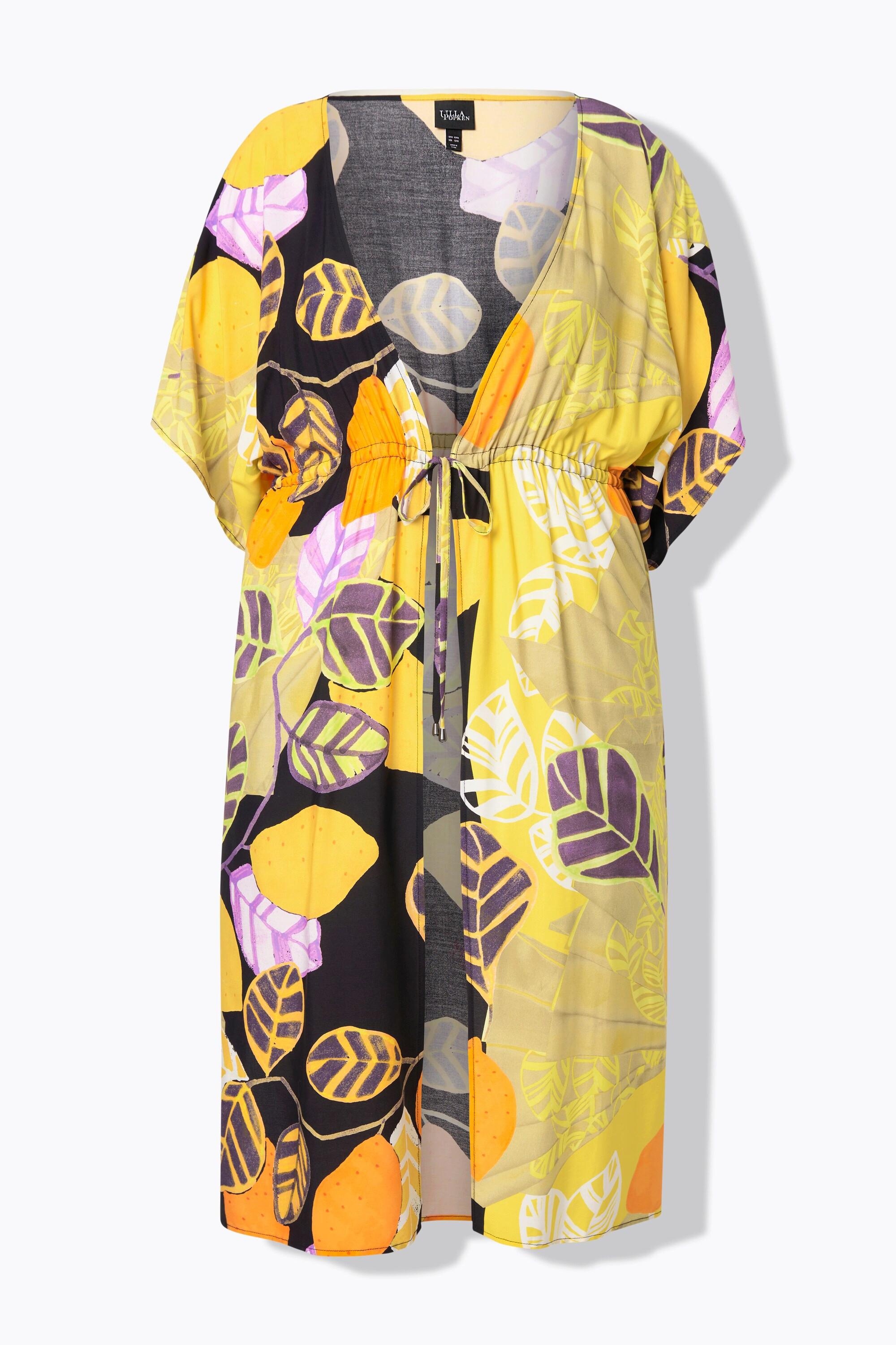 Ulla Popken Caftan Oversize Imprimé Citron Col V Manches Courtes  