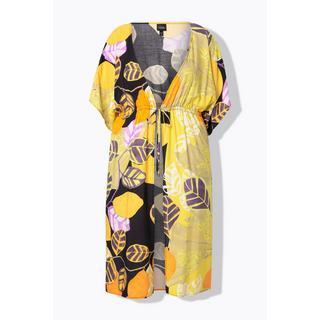 Ulla Popken Caftan Oversize Imprimé Citron Col V Manches Courtes  