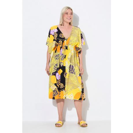 Ulla Popken Caftan Oversize Imprimé Citron Col V Manches Courtes  