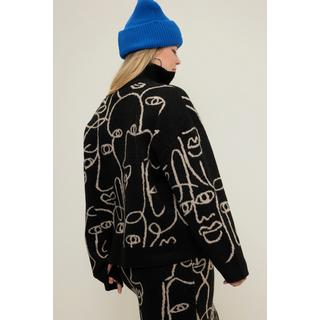 Studio Untold  Troyer, oversized, Face-Silhouetten, Stehkragen mit Zipper 