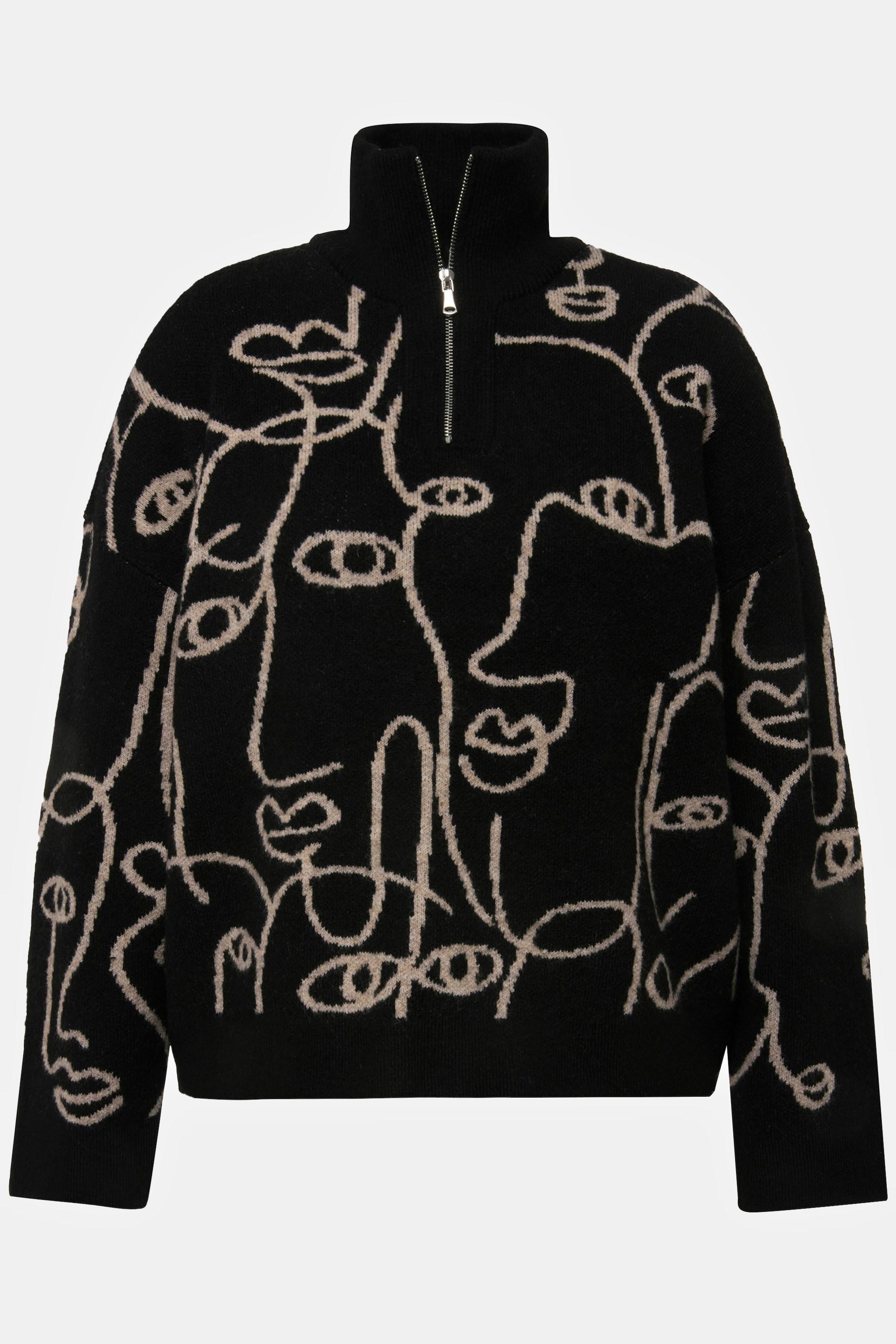 Studio Untold  Pull oversized à col camionneur zippé et motif profils 