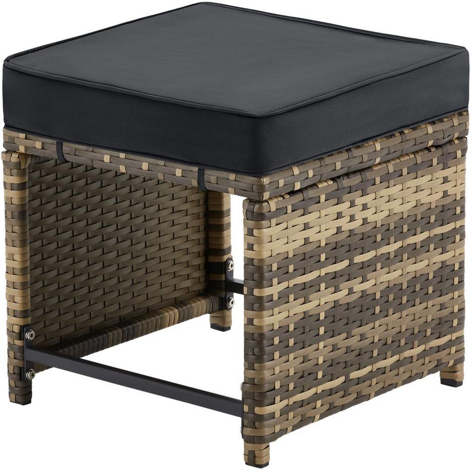 Tectake 2-in-1-Rattanlounge-Set Monopoli Nutzung als Sofa oder Sitzgruppe Tisch mit Lamellen in Holzoptik  