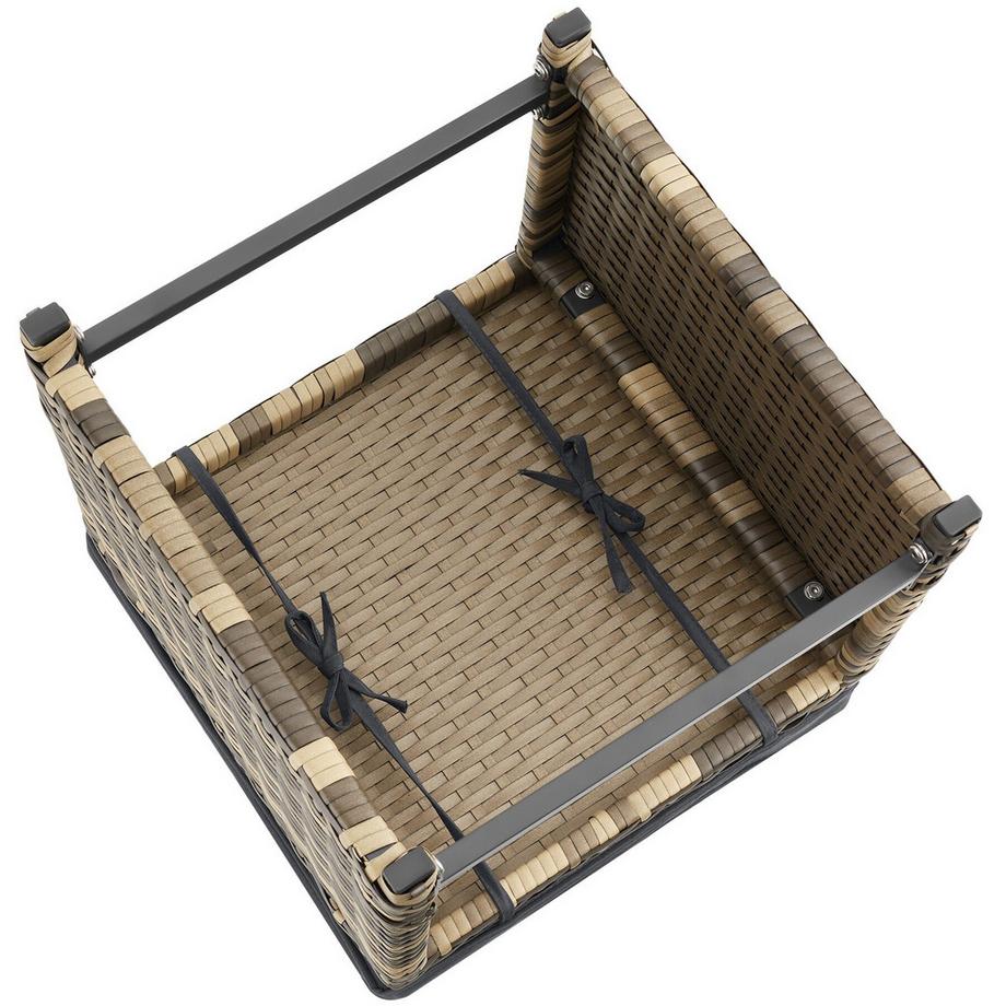 Tectake 2-in-1-Rattanlounge-Set Monopoli Nutzung als Sofa oder Sitzgruppe Tisch mit Lamellen in Holzoptik  