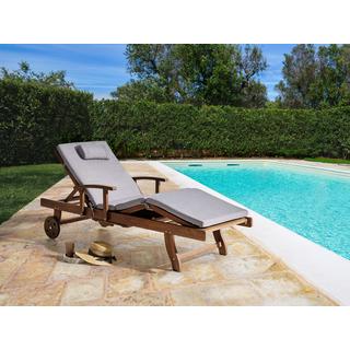 Beliani Sonnenliege mit Kissen aus Akazienholz Klassisch AMANTEA PREMIUM  