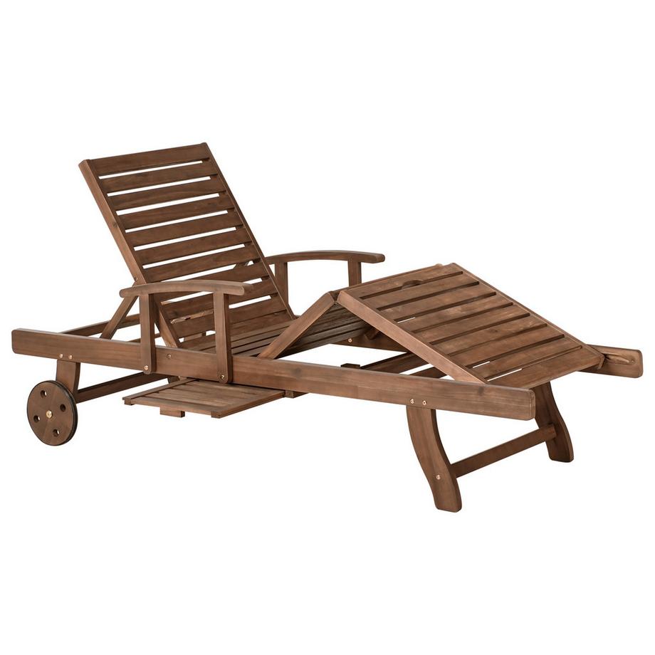 Beliani Sonnenliege mit Kissen aus Akazienholz  AMANTEA PREMIUM  