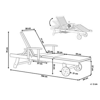 Beliani Sonnenliege mit Kissen aus Akazienholz Klassisch AMANTEA PREMIUM  