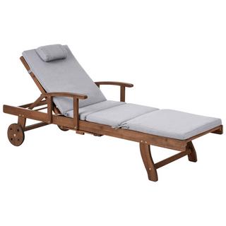 Beliani Sonnenliege mit Kissen aus Akazienholz Klassisch AMANTEA PREMIUM  